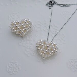 26P129 Handmade Top Quality Freshwater Baby Pearl Braided Heart Pendant